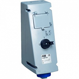 216 MPM6W Розетка с рубильником, механической блокировкой и ВА 216MPM6W, 16А, 2Р+Е, IP67, 6ч ABB. Вид 1