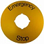 Шильдик алюминивый желтый d70 "Emergency stop" ABB. Вид 1.