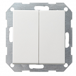 Переключатель 2-клавишный, кнопочный (белый матовый) System 55 GIRA. Вид 1