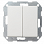 Переключатель 2-клавишный, кнопочный (белый матовый) System 55 GIRA. Вид 1.
