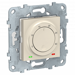 Термостат электронный, 8а, встроенный термодатчик (бежевый) Unica New Schneider Electric. Вид 1
