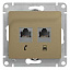 Розетка двойная RJ11+RJ45, кат.5e, механизм (титан) Glossa Systeme Electric. Вид 1.