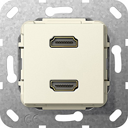 Розетка 2xHDMI (бежевый) System 55 Gira. Вид 1