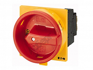 41097 P1-25/EA/SVB Главный выключатель 3-полюсный 25A, красно-желтая ручка, запираемый, пер. креп. Eaton. Вид 1