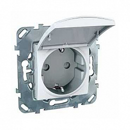 Розетка с з/к со шторками, винт. зажим, с крышкой (белый) Unica Schneider Electric. Вид 1