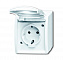 Розетка SCHUKO 16А 250В IP44 для открытого монтажа, серия ocean, цвет альпийский белый ABB. Вид 1.
