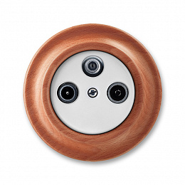 5011K-C00403 52 Розетка TV-R-SAT, единственная белый фарфор / натуральное дерево вишня Decento ABB. Вид 1