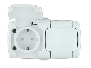 Розетка двойная 2К+З со шторками, О/У, 16а, 250В, IP44 (белый) Рондо Systeme Electric. Вид 1