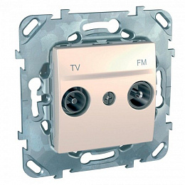 Розетка TV/FM одиночная (бежевый) Unica Schneider Electric. Вид 1