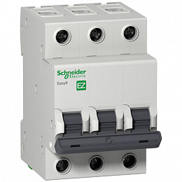 Автоматический выключатель 3-полюсный, 10А, 6kА (хар-ка C) EASY 9 Schneider Electric. Вид 1