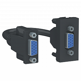 Розетка HD15 female (VGA), 1 модуль (антрацит) Unica Modular Schneider Electric. Вид 1