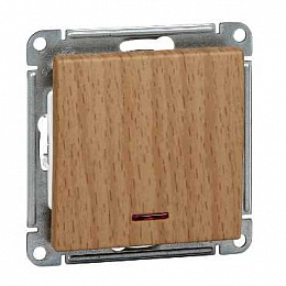 Выключатель 1-клавишный, с подсв. 10АХ, механизм, (бук) Wessen 59 Schneider Electric. Вид 1