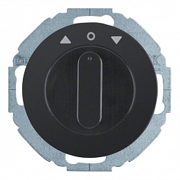 Выключатель поворотный для жалюзи с накладкой и вращающейся ручкой, О/У (черный, глянцевый) R.1 Berker. Вид 1