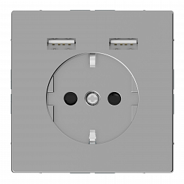Розетка SCHUKO с 2 USB c зарядным устройством 2,4 a, sdl (нержавеющая сталь) Merten Schneider Electric. Вид 1