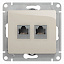 Розетка телефонная+компьютерная RJ-11/RJ-45 кат.5E, механизм (молочный) Glossa Systeme Electric. Вид 1.