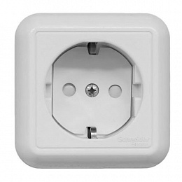 Розетка с защитными шторками, О/У, 16А, 250В, (белый) Прима Systeme Electric. Вид 1