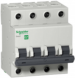 Автоматический выключатель 4-полюсный, 63А, 4,5kА (хар-ка B) EASY 9 Schneider Electric. Вид 1