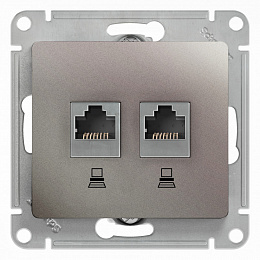 Розетка двойная компьютерная RJ45+RJ45, кат.5e, механизм (платина) Glossa Systeme Electric. Вид 1