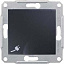Розетка скрытой установки 2К+З со шторками, с крышкой 16А (графит) Sedna Schneider Electric. Вид 1.