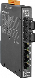 Индустриальный коммутатор: 4х10/100 Base-T Ethernet и 2 портами Single-mode 100 Base-FX, 2 км, металлический корпус ICP DAS. Вид 1