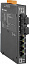 Индустриальный коммутатор: 4х10/100 Base-T Ethernet и 2 портами Single-mode 100 Base-FX, 2 км, металлический корпус ICP DAS. Вид 1.
