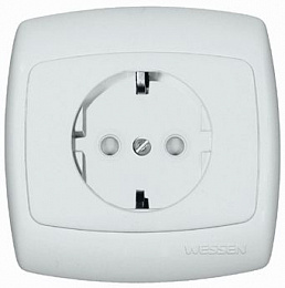 Розетка с заземлением, со шторками, С/У 16а, 250В (белый) Рондо Systeme Electric. Вид 1