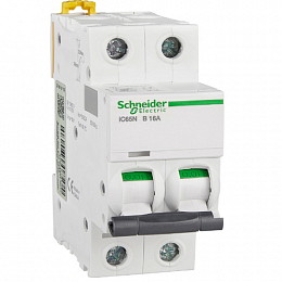 iC65N 2P 16А Автоматический выключатель 2-полюсный, 16А, 6кА (хар-ка B) Schneider Electric. Вид 1