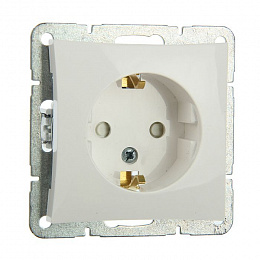 Розетка с заземлением, со шторками, 16А, механизм (белый) Дуэт Schneider Electric. Вид 1