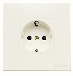 N2288.2 BL Розетка SCHUKO с заземлением, со шторками, в сборе, 16А / 250В, серия Zenit, цвет альпийский белый ABB. Вид 1