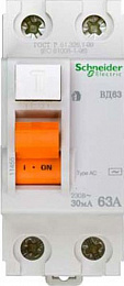 ВД63 Дифф. выкл. нагрузки (УЗО) 2-х полюсный 63A 30mA, тип АС Домовой Schneider Electric. Вид 1
