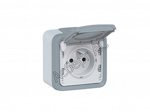 Розетка 2К+З французский стдандарт (серый) IP55 Plexo Legrand. Вид 1