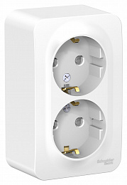 Розетка двойная, с заземлением, со шторками, О/У, 16А, 250В (белый) Blanca Systeme Electric. Вид 1