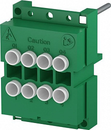 ENT  Разъем FIC-2/4-R для токовых цепей, монтаж в стойку, для установки контактов BRE-C, 2 ряда по 4 полюса TYCO. Вид 1
