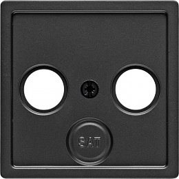 Накладка для антенной розетки 2 и 3 отверстия (антрацитовый, бархатный лак) Q.1/Q.3 Berker. Вид 1