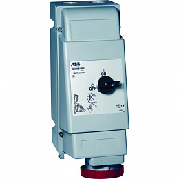 463 MVS6WH Розетка для тяжелых условий с выключателем и механической блокировкой 463MVS6WH, 63A, 3P+N+E, IP67, 6ч ABB. Вид 1