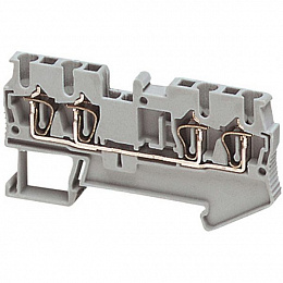 Клеммник пружинный проходной, 2,5мм.кв., 4 точки подключения (серый) Schneider Electric. Вид 1
