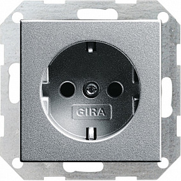 Розетка с заземлением (алюминий) System 55 Gira. Вид 1