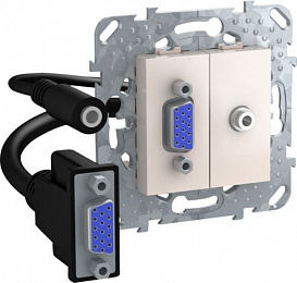 Розетка HD15+minijack (бежевый) Unica Schneider Electric. Вид 1