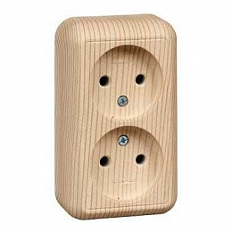 Розетка двойная, без заземления, без шторок, О/У,изол.пл.16А 250В (сосна) Прима Systeme Electric. Вид 1