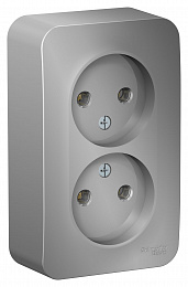 Розетка двойная, О/У без заземления без штор., 16А, 250В (алюминий) Blanca Systeme Electric. Вид 1