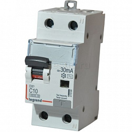 DX3 Дифф. автомат 1P+N, 10A, 30mA, тип АC, 10kA (хар-ка C) Legrand. Вид 1