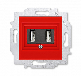 5014H-A00040 65W USB зарядка двойная, Levit, красный ABB. Вид 1