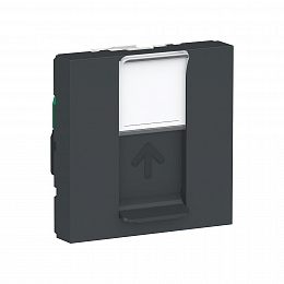 Розетка компьютерная RJ45, одиночная, кат. 5е UTP, 2 модуля (антрацит) Unica Modular Schneider Electric. Вид 1