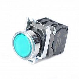 Кнопка с подсветкой в сборе модульная 22мм зеленая металл 24В DC 1НО+1НЗ Systeme Electric. Вид 1