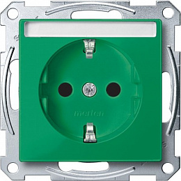 Розетка для спец.сетей с полем для надписи, qf sm (зеленый) Merten Schneider Electric. Вид 1