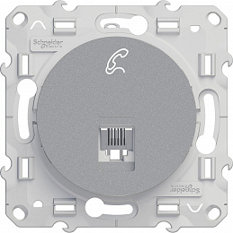 Розетка телефонная, RJ12, 6 контактов, винтовые зажимы (алюминий) Odace Schneider Electric. Вид 1