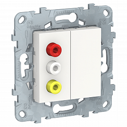 Розетка 3 RCA (белый) Unica New Schneider Electric. Вид 1