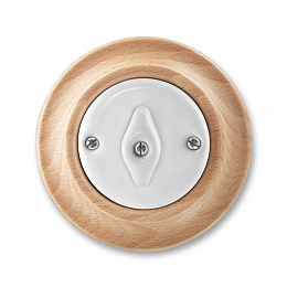 3560K-C07345 50 Переключатель перекрёстный поворотный белый фарфор / натуральное дерево бук Decento ABB. Вид 1