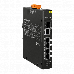 5-портовый неуправляемый PoE коммутатор: 4 порта IEEE 802.3af/at PoE+ 10/100/1000BaseT(X), 1x100/1000Base SFP, -40...+75C ICP DAS. Вид 1