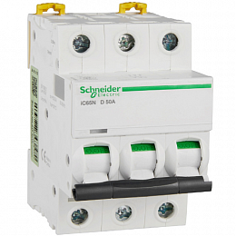 iC65N 3P 50А Автоматический выключатель 3-полюсный, 50А, 6кА (хар-ка D) Schneider Electric. Вид 1
